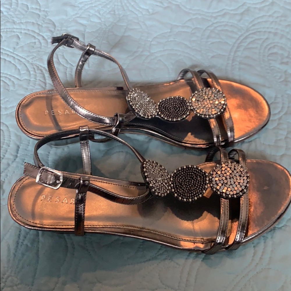 Pesaro Dark Silver size 10 wedge sandals